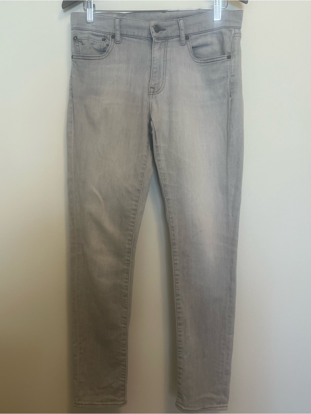 Ralph Lauren Leather Patch Light Gray Jeans